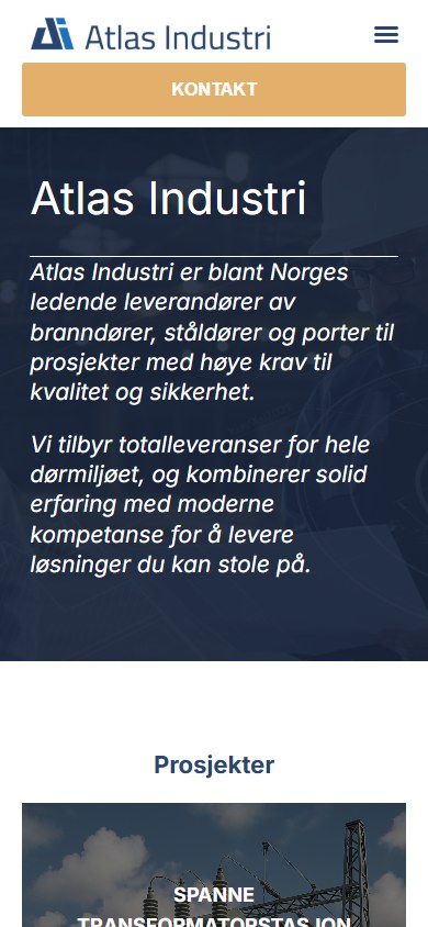 Atlas Industri sin hjemmeside i mobilformat