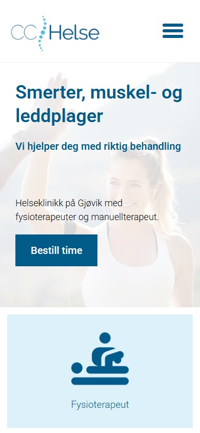 CC Helse sin hjemmeside i mobilformat