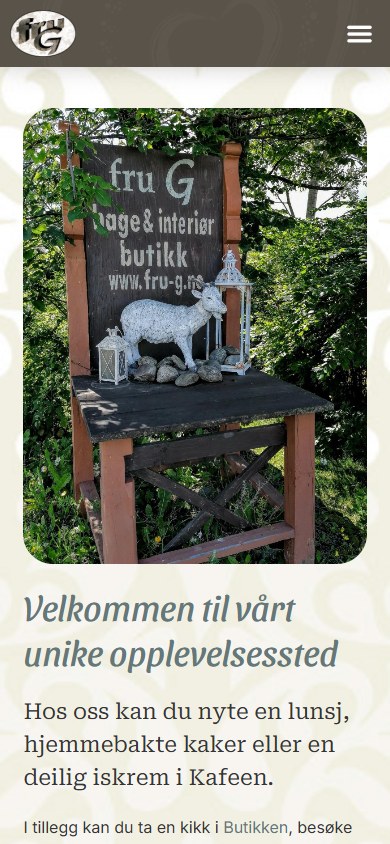 Fru G sin hjemmeside i mobilformat