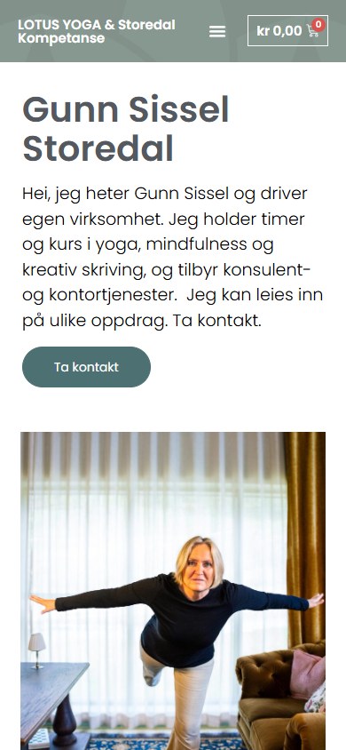 Gunn Sissel Storedal sin hjemmeside i mobilformat