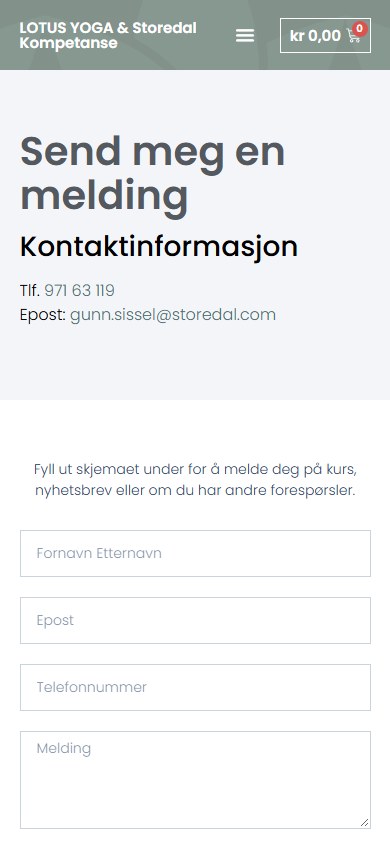 Kontaktsiden til Gunn Sissel Storedal i mobilformat