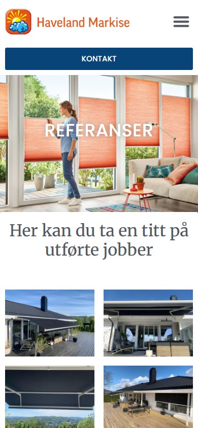 Referansesiden til Haveland Markise i mobilformat