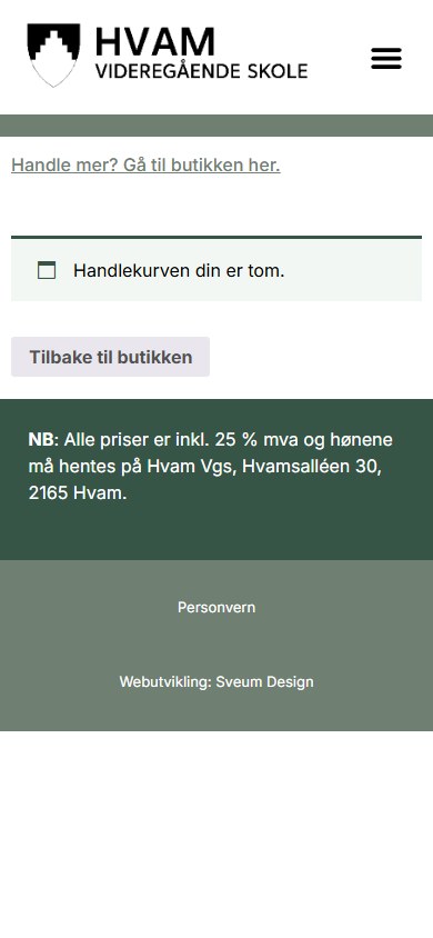 Handlekurven i nettbutikken til Genbanken for verpehøns i mobilformat