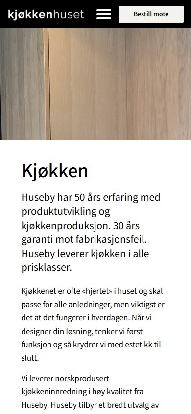 Kjøkkensiden til Kjøkkenhuset i mobilformat