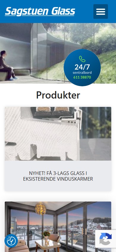 Produktsiden til Sagstuen Glass i mobilformat