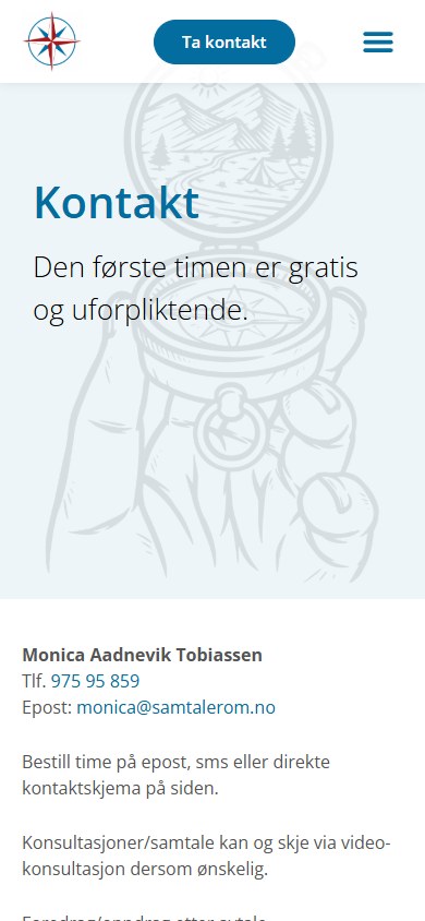 Kontaktsiden til Kompasset i mobilformat