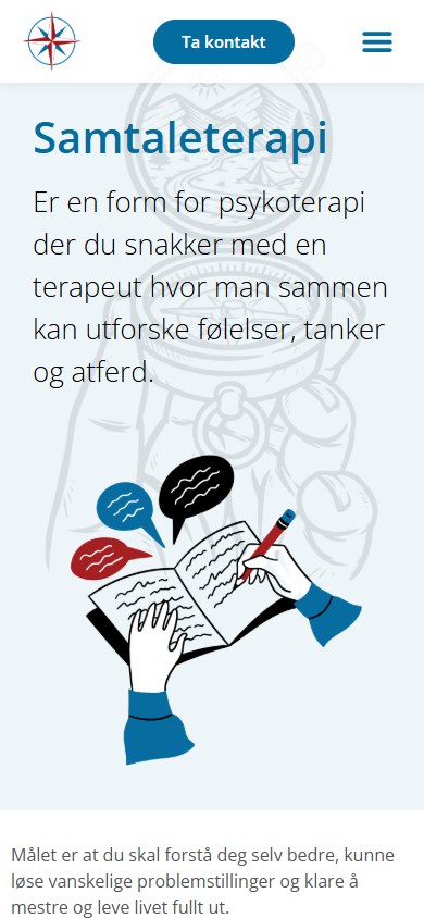 Siden om samtaleterapi hos Kompasset i mobilformat