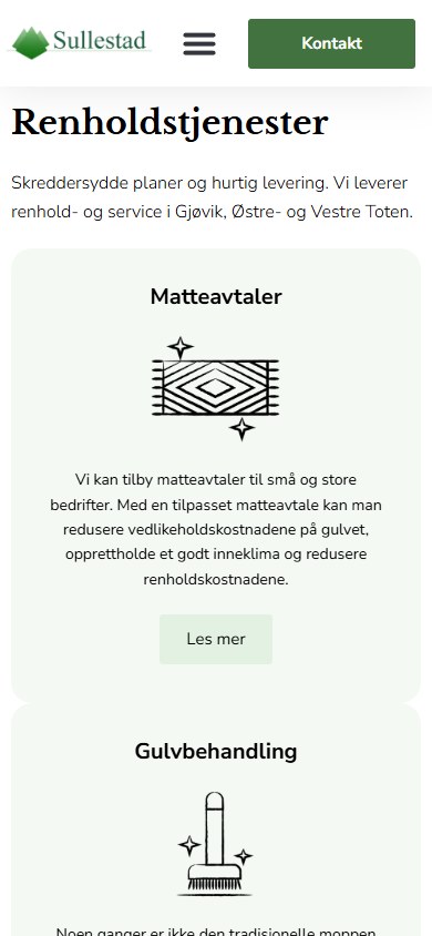 Renholdstjenester hos Sullestad i mobilformat