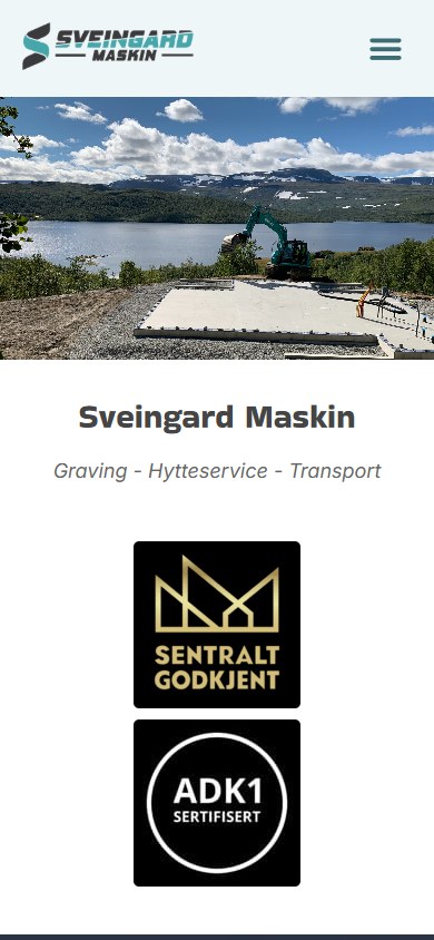 Sveingard Maskin sin hjemmeside i mobilformat