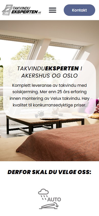 Takvindueksperten sin hjemmeside i mobilformat