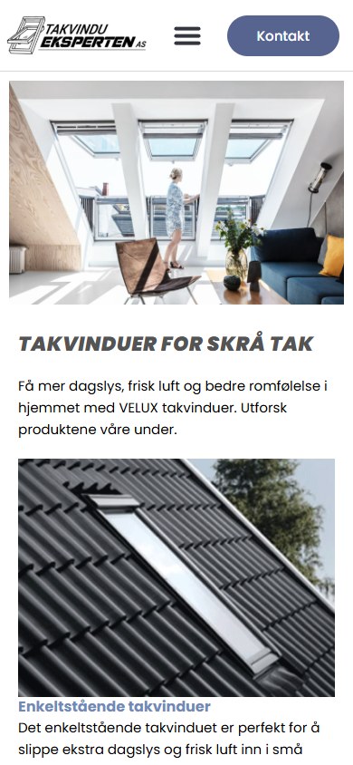 Modellsiden til Takvindueksperten i mobilformat