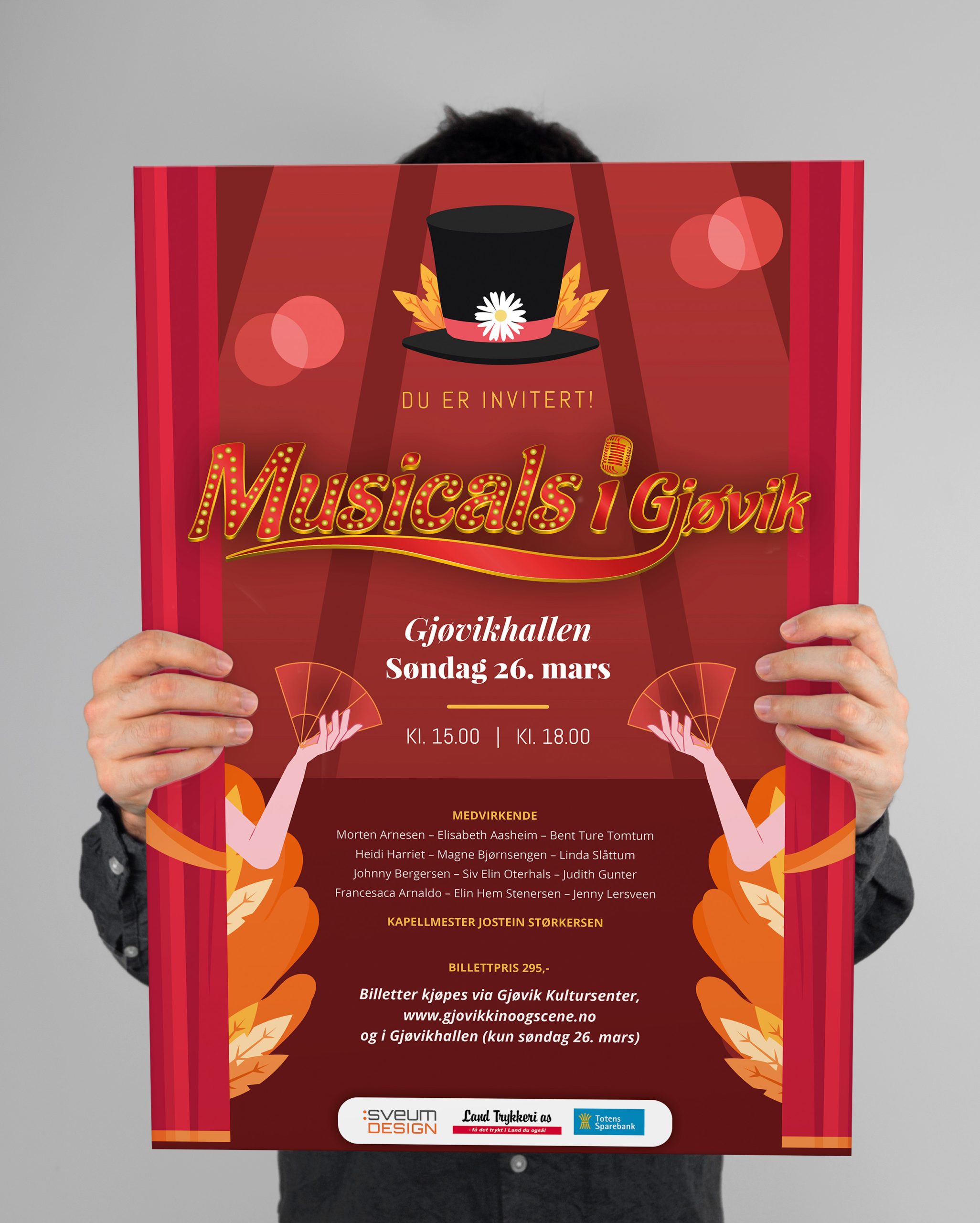 Plakat for Musicals i Gjøvik 2023 holdt opp