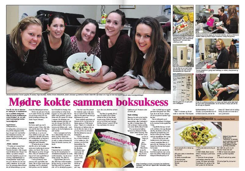 Avisoppslag om kokeboka Kokkehemmeligheter fra travle småbarnsmødre