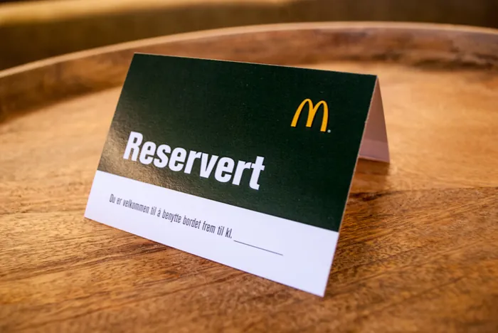 Bordkort for McDonald's