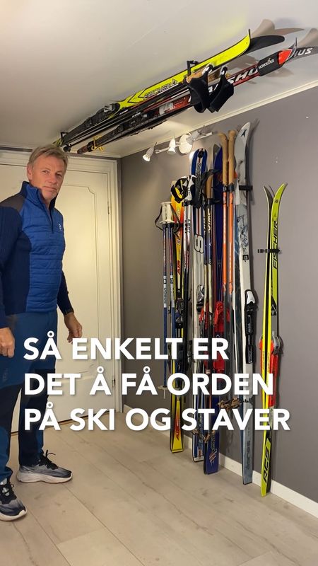Demo av skiholder på vegg og i taket