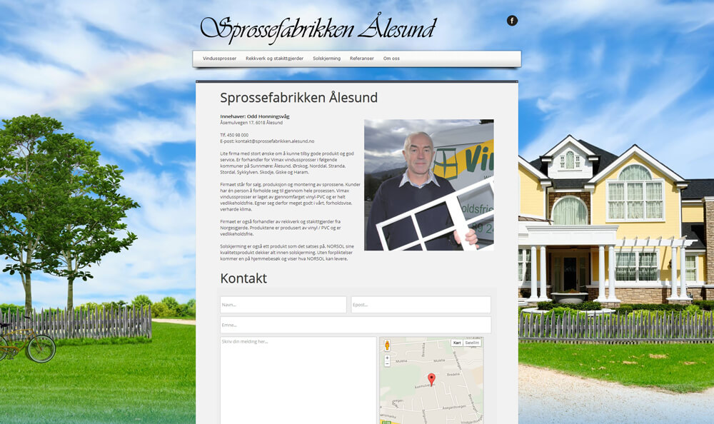 Hjemmesiden til sprossefabrikken